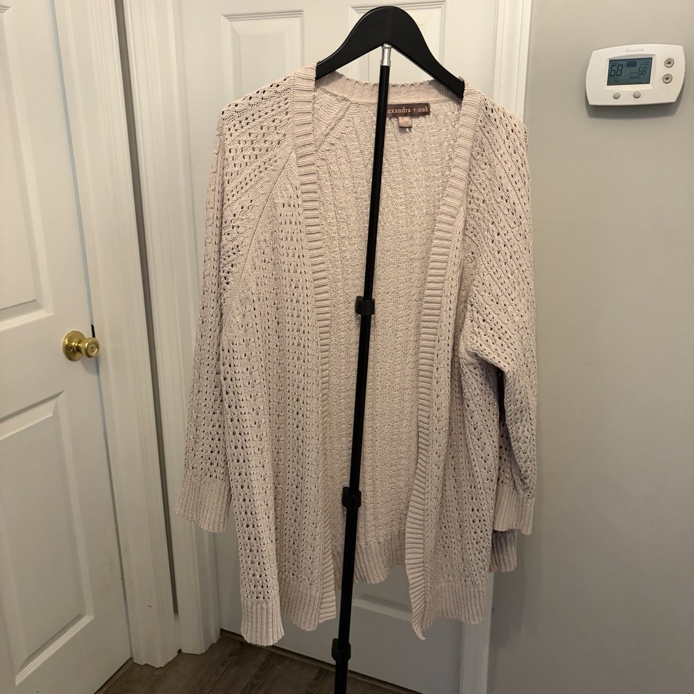 Alexandra + Oak beige open-knit cardigan XXL